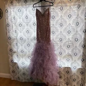 Mac Duggal Lavendel Pailletten Ballkleid Größe 6 - Bild 1 von 14