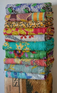 Vintage Kantha Quilts Handmade Blanket Ralli Gudari Boho Bedspread Beach Throw - Picture 1 of 8