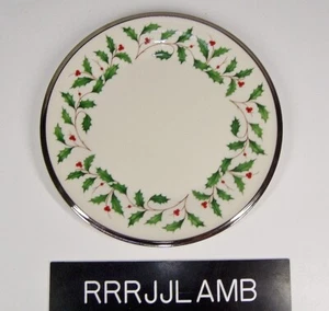 Vintage Lenox Holiday Platin Stechpalme Weihnachten SALATTELLER 8 1/8" Porzellan Hergestellt in den USA - Bild 1 von 4