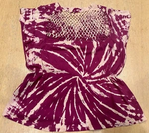 Earthbound Trading Co. Womens S Babydoll Style Scarlet Peach Tie Dye Top Blouse - Picture 1 of 3