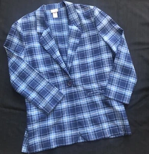 Vintage Modern Essentials Preppy Damen Blau Kariert Blazer Jacke Größe Medium M - Bild 1 von 5