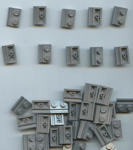 LEGO x 40 Flat Silver Plate, Modified 1 x 2 with Door Rail - Picture 1 of 1