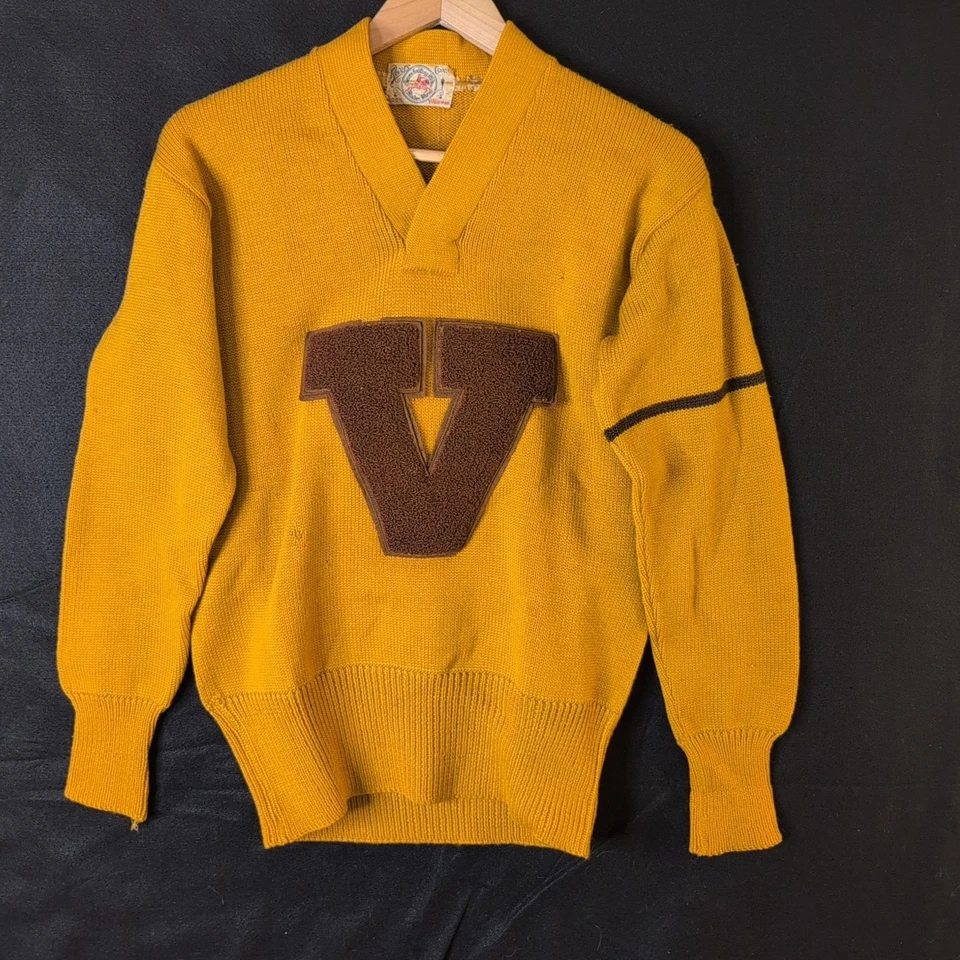 De Colección Universidad Valparaíso Indiana Suéter Letra Jersey Sudadera Lana Virgen Foto 1 de 4