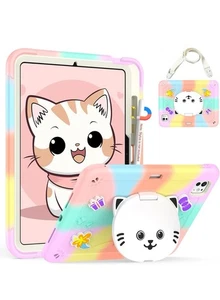 Cute Cat Case Kids Shockproof Silicone Cover For Apple iPad Air 11 inch M2 2024 - Picture 1 of 3