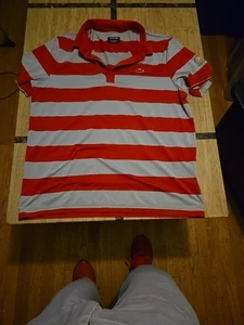 Vintage Lacoste XXL Red Striped Presidents Cup Polo Shirt - Picture 1 of 14