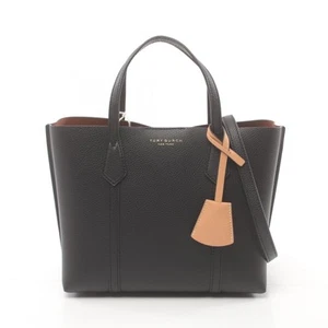 Tory Burch Perry Small Triple Compartment Handbag Bag Leather Women's Black 8192 - Picture 1 of 5