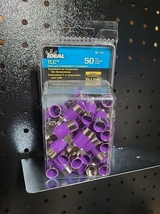 IDEAL Tool-less Compression F Connectors RG6 Quad Purple 85-178 (50 Pack) - Photo 1/4