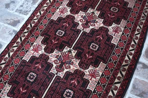 Vintage Afghan Baluchi Wool Area Rug 3x5 Handmade Geometric Nomadic Tribal Rug - Picture 1 of 12