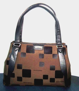 RARE Vtg BRAUN BUFFEL GERMANY Brown Black Logo Shoulder Bag - Picture 1 of 23