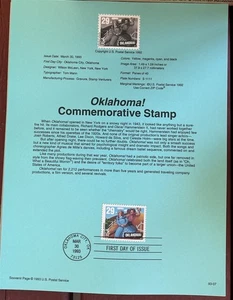 USPS Souvenir Page 2922 Oklahoma! Broadway Show Oklahoma City, OK - Picture 1 of 1