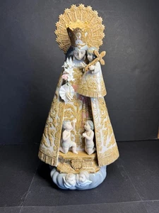 SELTENE PRÄCHTIGE LLADRO PORZELLAN FIGUR 1394 UNSERE LIEBE FRAU VON DEN VERLASSENEN SCHILD - Bild 1 von 9