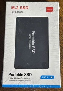 M.2 PORTABLE SSD 2-TB HARD DRIVE USB 3.1 TYPE C BLACK BRAND NEW! SEALED - Imagen 1 de 5