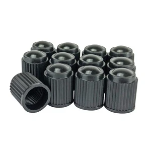 Pack of 12 Black Valve Stem Caps for all American Schrader type Valve Stems - Picture 1 of 3