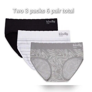 Kindly Yours Woman Seamless Hipster Panties 6 Pairs 2 (Gray Black White) M 8-10 - Picture 1 of 7