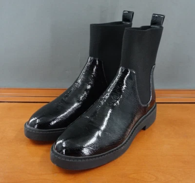 Andre Assous Violeta Chelsea Zapatos Mujer 8.5 Negro Imitación Cuero Pull On Botín Foto 1 de 4