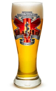 "WE WILL NEVER OLVIDE"" - 9/11 EMS TRIBUTE LLAMAS ROJAS - VASO DE CERVEZA PILSNER GRANDE - Imagen 1 de 1
