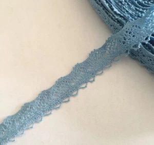 5-10 Yards 0.5" Wide Cotton Crochet Lace Trims Baby Blue,Black,Plum,Grey zhm43 - Picture 1 of 5