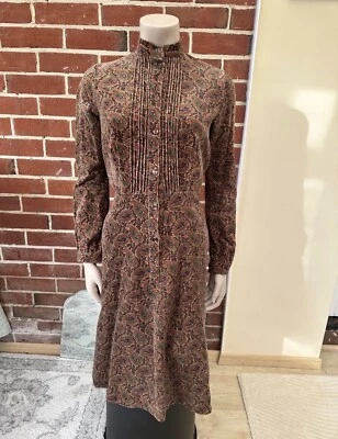 Vintage Laura Ashley 70s Wales Dyers Printers Fine Needlecord Dress 12 Paisley - Image 1 of 4