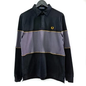 Polo Fred Perry M Hombre Manga Larga Gris Medio/Negro Rugby - Imagen 1 de 5