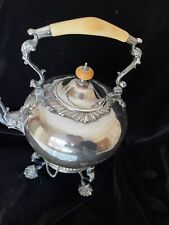 ANTIQUE Silver Plate Large Tilting Teapot with Stand & Burner