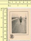 140 Woman in Fur Coat on Road Lady Female Portrait Abstract vintage photo orig.