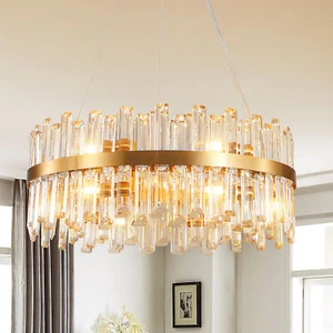 23.6 Inch Gold Luxury Crystal Chandelier Modern Ceiling Pendant Light Fixtures - Picture 1 of 12