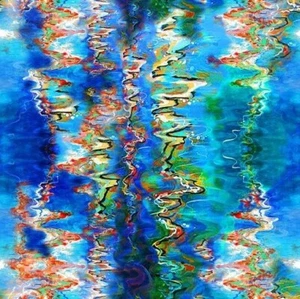 Fat Quarter - Bluewater Anchorage: Reflections Blue Cotton Fabric - Picture 1 of 2