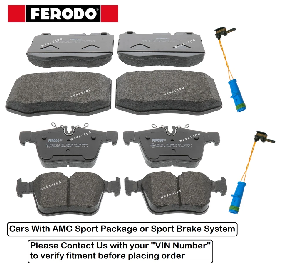 Front Brake Pad & Rear Brake Pad +Sensor OEM for Mercedes C300 15-18 Sport Brake - Image 1 of 1