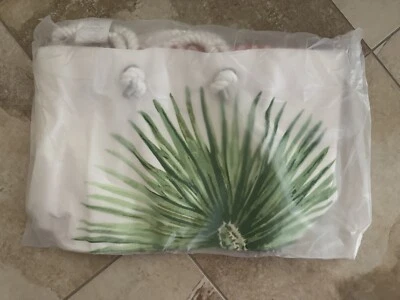 *RARE* NWT Pottery Barn ~GREEN PALM FROND~ CANVAS BEACH TOTE Bag ~COASTAL~ OCEAN Foto 1 de 4