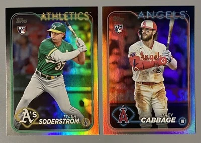 2- 2024 Topps Series 1 Rainbow Foil Tyler Soderstrom Rookie Trey Cabbage RC - Image 1 of 2