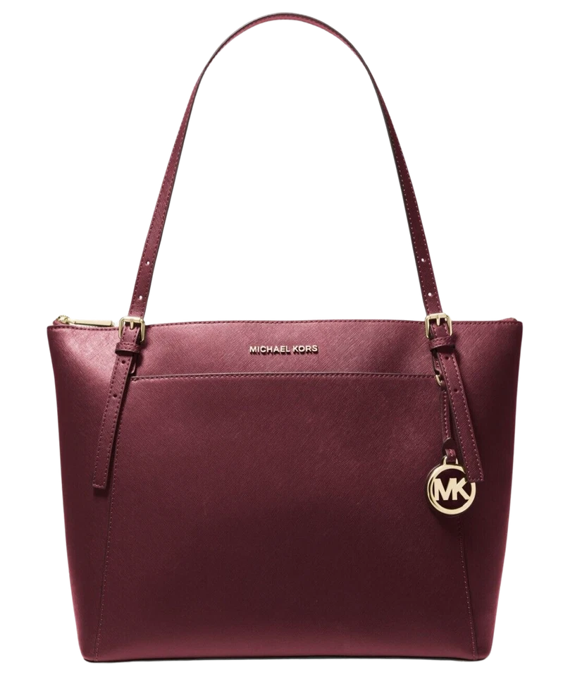 Michael Kors Voyager Large Saffiano Leather Tote Bag for Women - Merlot