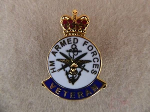 HM BRITISH ARMED FORCES VETERANS PIN BADGE - Picture 1 of 2