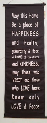 BANNER, INSPIRADOR (HOGAR), "Casa de la Felicidad", Algodón, Negro, Tostado, 48"L  Foto 1 de 3