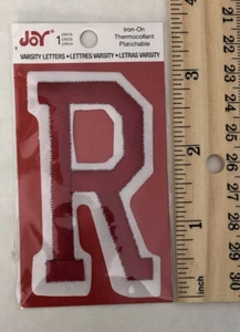 Joy Iron-On Embroidery Letter R (Red & White) Patch - Picture 1 of 3