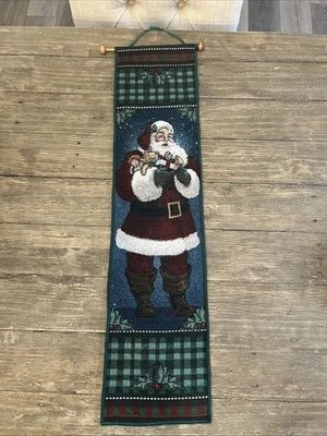 Tapiz de Navidad de Papá Noel de Colección Colgante de Pared Percha de Madera 35x8.5 Foto 1 de 4