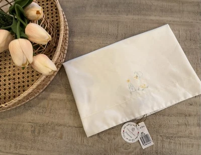 Manta de recepción de pato bordada a mano blanca Feltman Brothers prematura nueva Foto 1 de 4