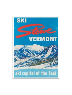 Póster de esquí Stowe Vermont arte impresión vintage 12x16" XR648 Foto 1 de 2