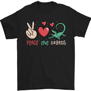 Amore Pace Lucertole Divertente Gecko Iguana T-Shirt 100% Cotone - Picture 1 of 106