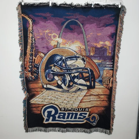 St Louis Rams Tapestry NFL Throw Blanket Woven Fringe Wall Hang 48 x 60 USA Made Cover