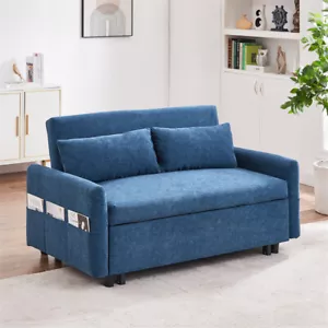 Pull Out Sleep Sofa Bed Loveseats Sofa Couch w/Adjsutable Backrest Living Room - Picture 1 of 23