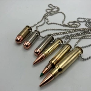 Bullet Necklace or Mirror Hanger with Dog Tag Chain - Picture 1 of 42