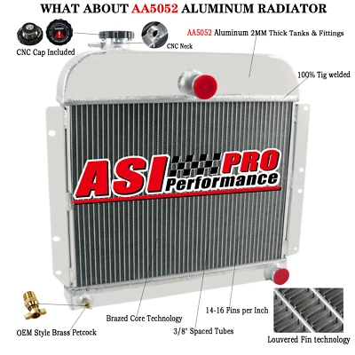 4-Rows Aluminum Radiator for 1941-1952 Plymouth Concord Special Deluxe Suburban Foto 1 de 4