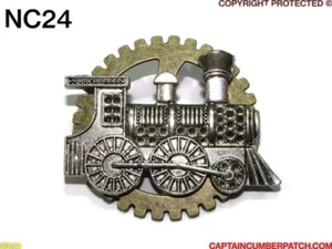 steampunk badge brooch pin silver loco train engine bronze cog gearwheel #NC24 - Picture 1 of 4