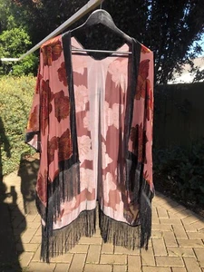 Kimono Jacket Boho With Fringe Size 16-20 - Picture 1 of 4