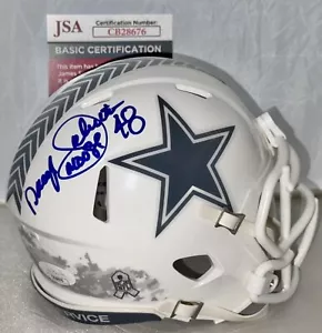 Daryl Johnston signed Dallas Cowboys Salute To Service mini helmet Moose JSA - Picture 1 of 3