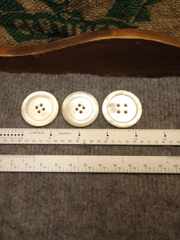 Lot of (3) Victorian Hand Carved Mother of Pearl Round  4-Hole Buttons Cover