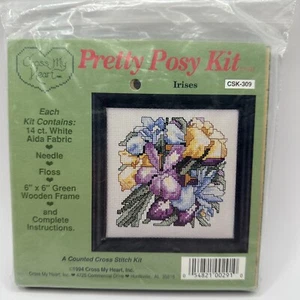 Vtg 1994 Cross My Heart Pretty Posy Kit Irises Counted Cross Stitch Kit CSK-309 - Picture 1 of 6