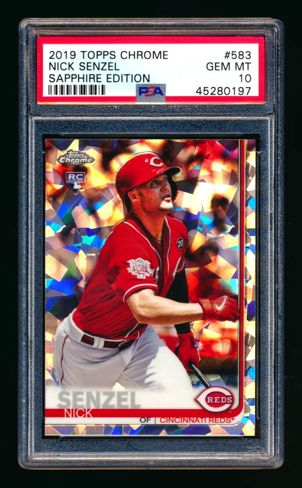 2019 TOPPS CHROME SAPPHIRE #583 NICK SENZEL RC ICE REFRACTOR REDS ROOKIE PSA 10!