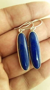 Pendientes colgantes y colgantes de lapislázuli azul oscuro de plata de ley 925  - Imagen 1 de 8