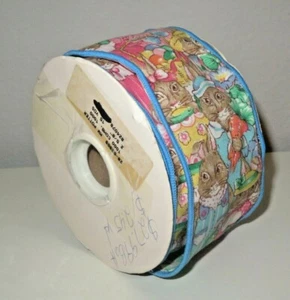 15 Yards Bolt of MW Potter Easter Rabbits Fabric Ribbon 2 5/8" Wide - Picture 1 of 6